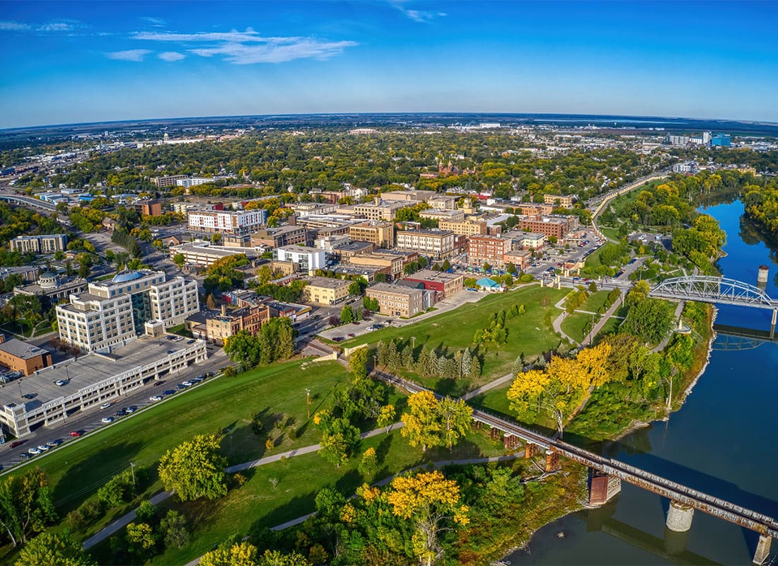 Wimbledon, ND - Aerial View of Grand Forks, North Dakota in Autumn